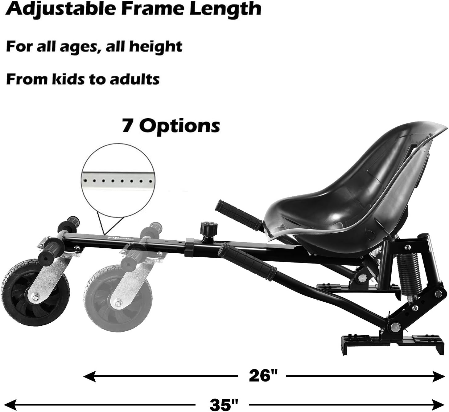 Hoverboard Seat Attachment, Go Kart for Adults & Kids, Off-Road Tires, Black X432