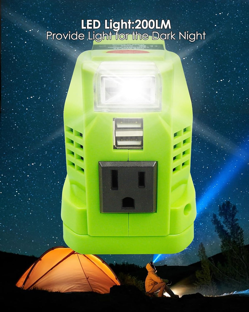 Portable Power Inverter for Ryobi 18V Battery, 150W AC Outlet Dual USB K406980