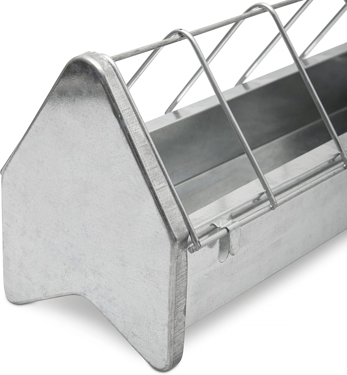 Galvanized Metal Chicken Feeder Trough 15" with Anti Roosting Guard G2347