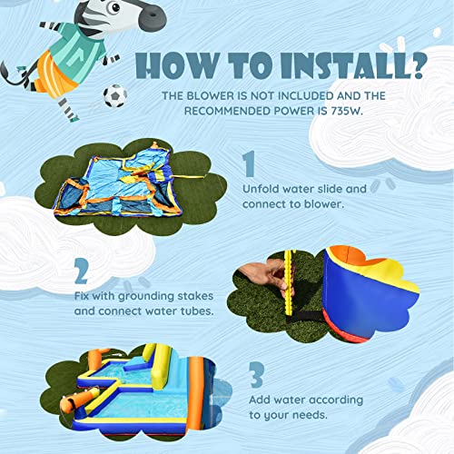 GLACER Inflatable Water Slide with Soccer Zone, Climbing Wall and Carry Bag I3396