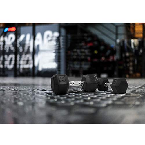 LIONSCOOL Rubber Encased Hex Dumbbells with Metal Handle, 5-65lbs H890990