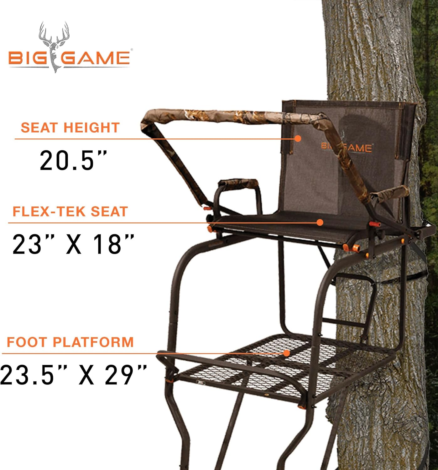 Big Game Hunter HD 18.5 ft 1-Person Deer Hunting Tree Stand with Fall Arrest System, Camouflage 2-Pack B76521