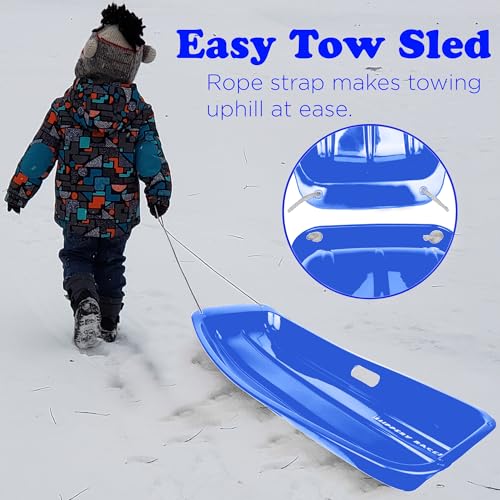 Downhill Sprinter Kids Toddler Plastic Snow Sled with Pull Rope and Handles, 35 Inch, 2 Pack C447