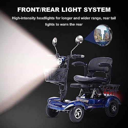 Folding 4-Wheel Mobility Scooter for Adults with Lights, Red U402