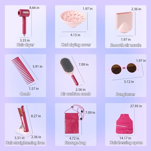Girls Hair Salon Toys 21Pcs Pretend Play Stylist Kit with Apron and Accessories M525392