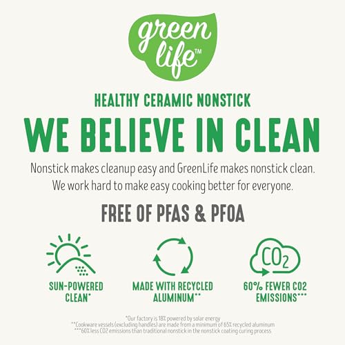 GreenLife Dream 10-Piece Ceramic Nonstick Cookware Set, PFAS Free, Dishwasher Safe G510