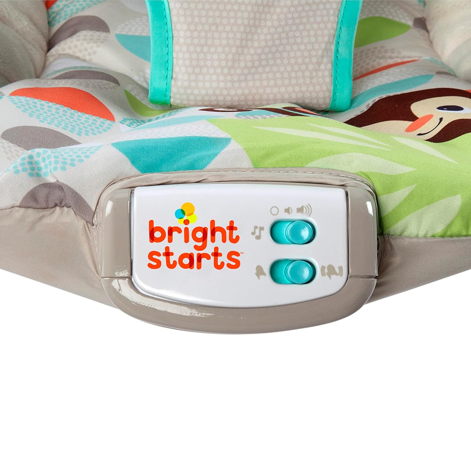 Bright Starts Baby Bouncer Soothing Vibrations Infant Seat with Taggies, Music & Toy Bar A498013