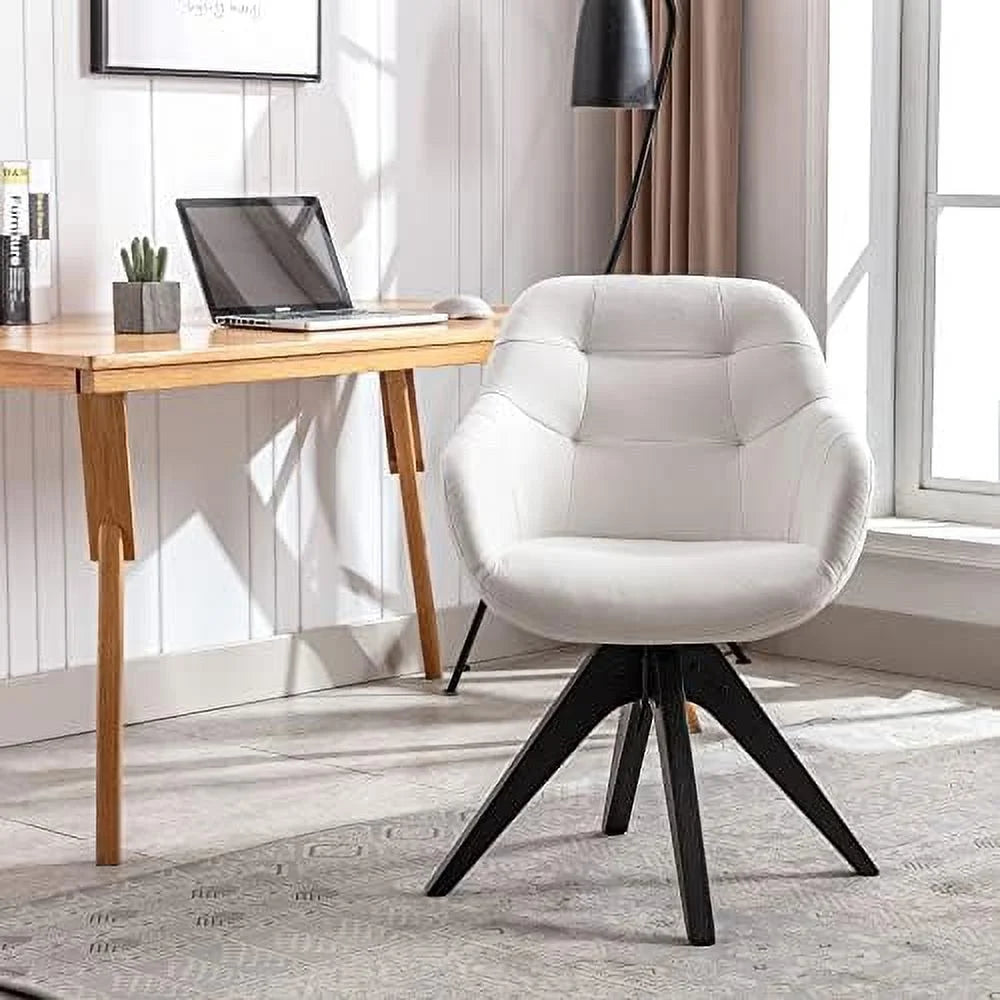 HOOMZNB Mid Century Modern Swivel Accent Chair with Wood Legs Light Grey R99366