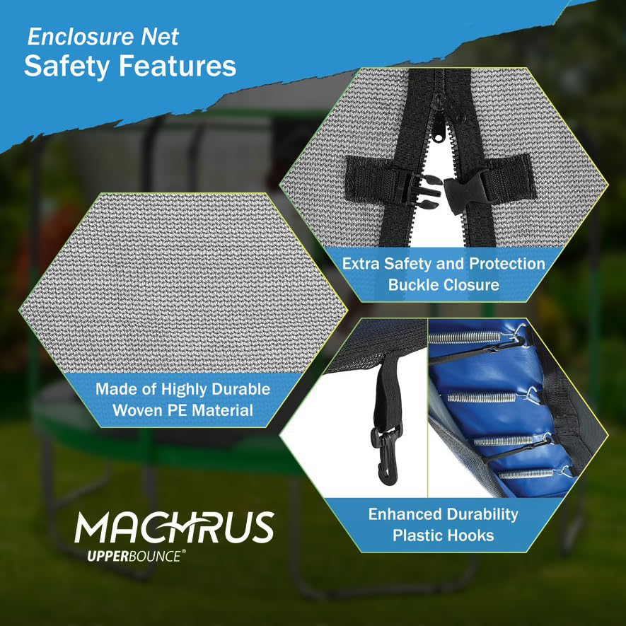 Machrus Upper Bounce Trampoline Safety Enclosure Set for 7.5-15FT Frames Y161