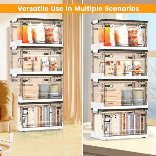 50QT Foldable Stackable Storage Bins with Lids and Wheels E953