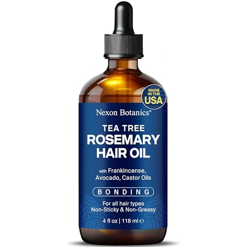 Nexon Botanics Tea Tree Rosemary Oil For Hair Growth 4 fl oz - Hair Oil for Bonding - With Frankincense, Avocado & Castor Oil - For Dry Scalp & Hair Care