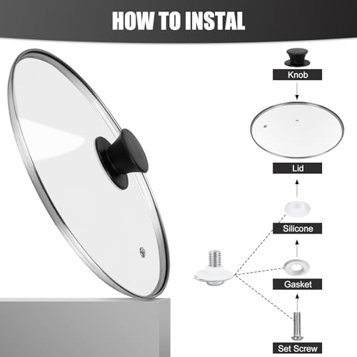 Tempered Glass Pan Lid 10 Inch Replacement Cover for Skillets Pots Wok U800043