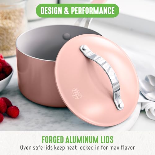 GreenLife Dream 10-Piece Ceramic Nonstick Cookware Set, PFAS Free, Dishwasher Safe G510