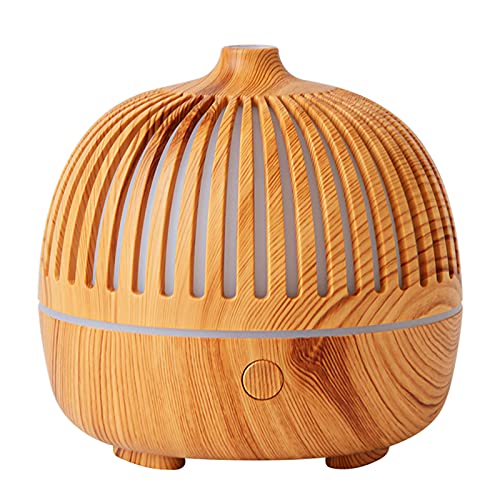 Small Essential Oil Diffusers Mini Diffuser for Essential Oils Wood Grain 30ml Portable Aromatherapy Diffuser Ultrasonic Mist Night Light Waterless Auto Shut-off Travel Aroma Diffuser for Bedroom Gift