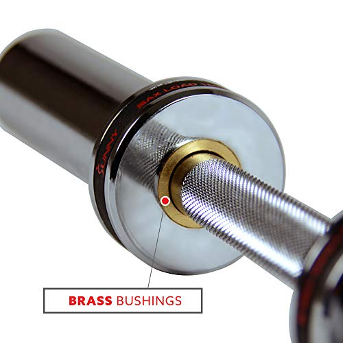Sunny Health & Fitness Olympic Barbell Bar, 20" Heavy Duty Dumbbell Handle with Locking Collars, Chrome L893