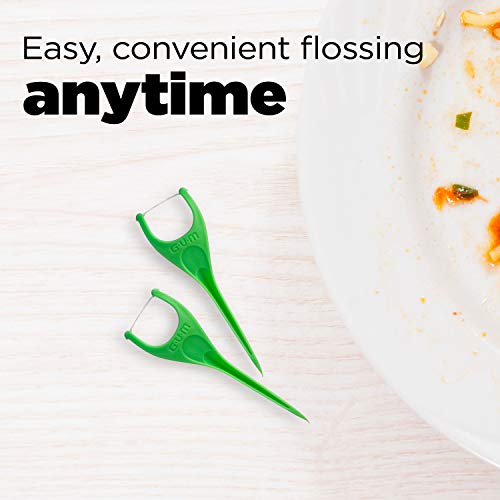 GUM Angled Floss Picks for Adults, Extra Strong Shred-Resistant, Fresh Mint, 75ct (4pk) J4399