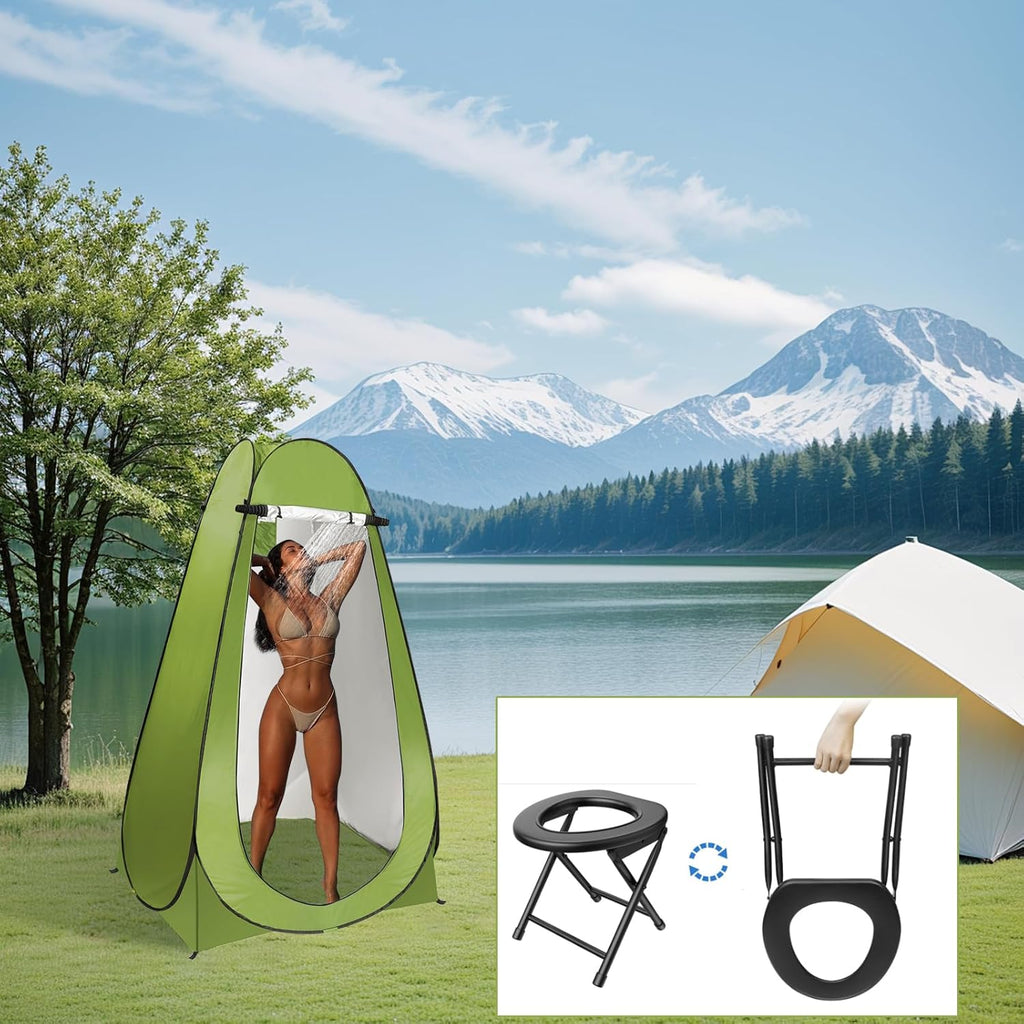 Portable Toilet Kit for Adults with Pop up Privacy Tent, 300LBS Washable K139