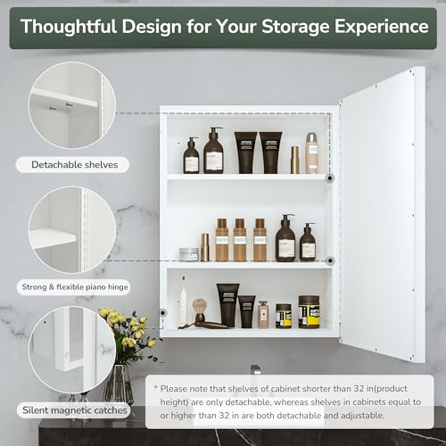 TokeShimi Recessed Medicine Cabinet with Mirror, Wall Mounted, Silver 16x24 J35200