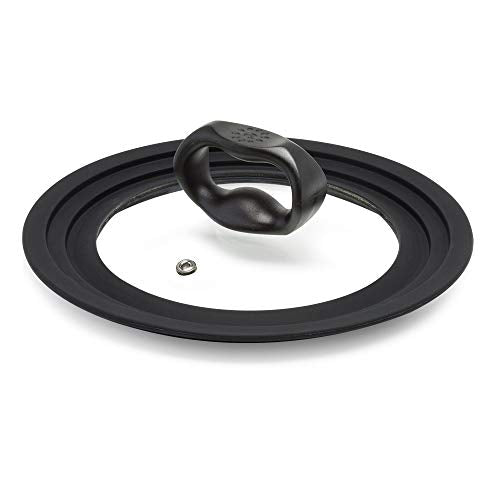 Ecolution Universal Lid for Pots and Pans, Fits 9.5-Inch to 12-Inch Cookware, Tempered Glass Replacement Lid with Heat Resistant Silicone Edge, Dishwasher Safe, Made without BPA, Large, Black