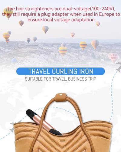 AmoVee 1 Inch Travel Curling Iron, Dual Voltage, Mini with Carry Bag (White) L5341
