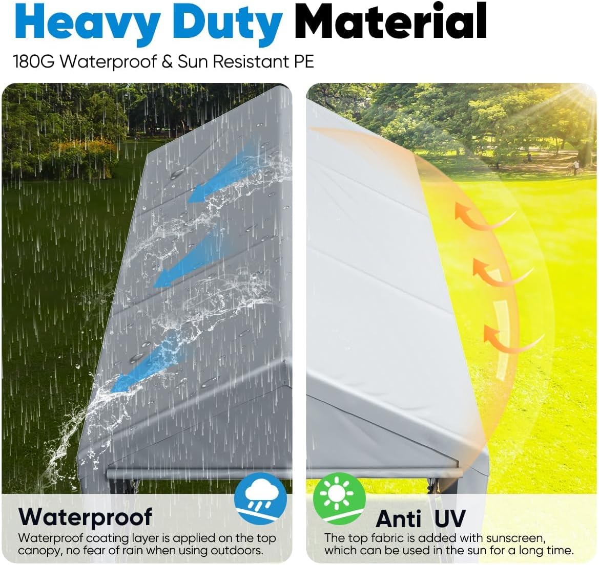 Quictent 10'x20' Heavy Duty Carport Car Canopy Galvanized Steel Shelter Silver Gray J750251