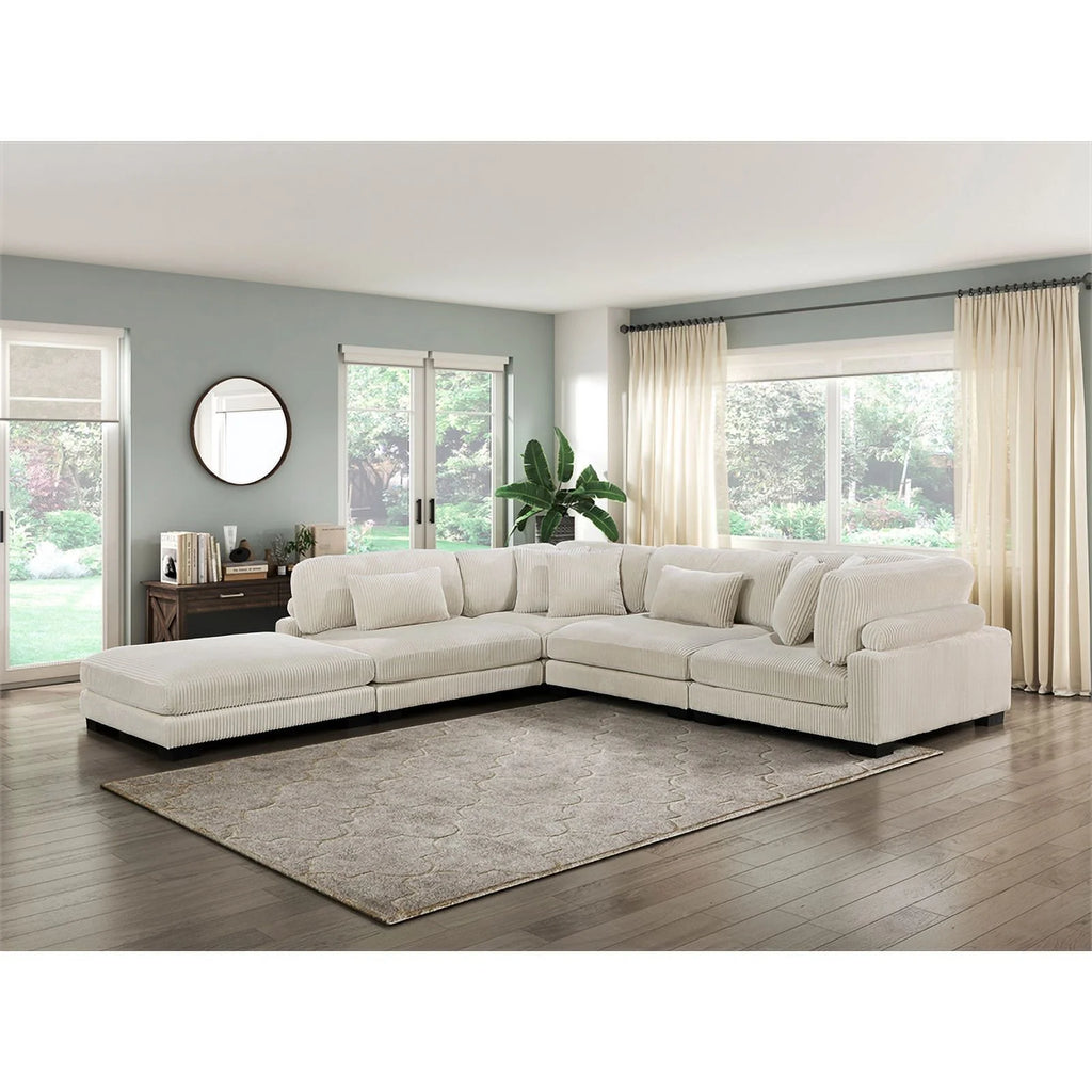 Lexicon Traverse 5-Piece Corduroy Modular Sectional in Beige N54212