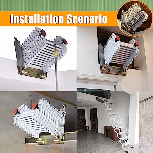 TECHTONGDA Folding Loft Ladder 9.8 ft Wall Mounted Telescopic Attic Stairs R697619