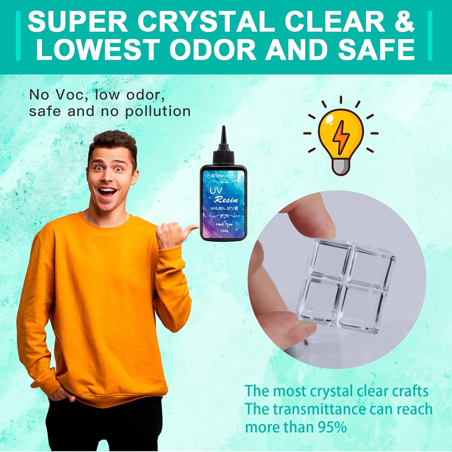 JDiction UV Resin Kit with Light, Crystal Clear Resin for Jewelry and DIY Craft M941926