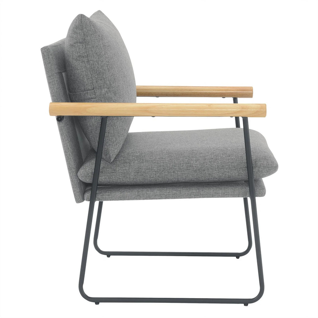 Dutton Armchair Charcoal Fabric Natural Arms Black Sled Base L638