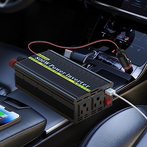 800W Car Power Inverter DC 12V to 110V AC with 2 Outlets and USB A313097