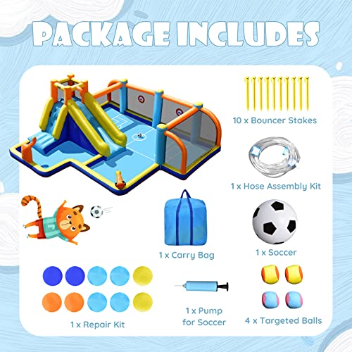 GLACER Inflatable Water Slide with Soccer Zone, Climbing Wall and Carry Bag I3396