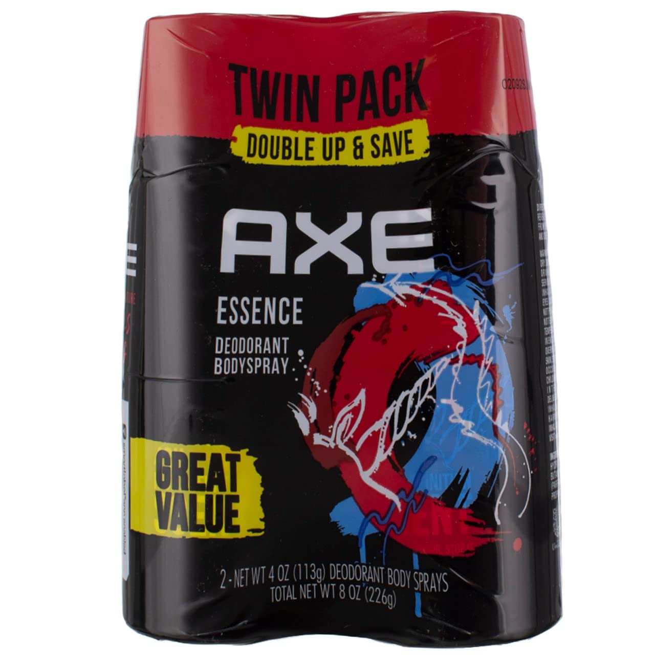 AXE Dual Action Body Spray Deodorant for Long Lasting Odor Protection Essence Black Pepper & Cedarwood Mens Deodorant Formulated Without Aluminum 4.0 oz, Twin Pack