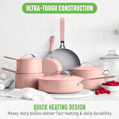 GreenLife Dream 10-Piece Ceramic Nonstick Cookware Set, PFAS Free, Dishwasher Safe G510