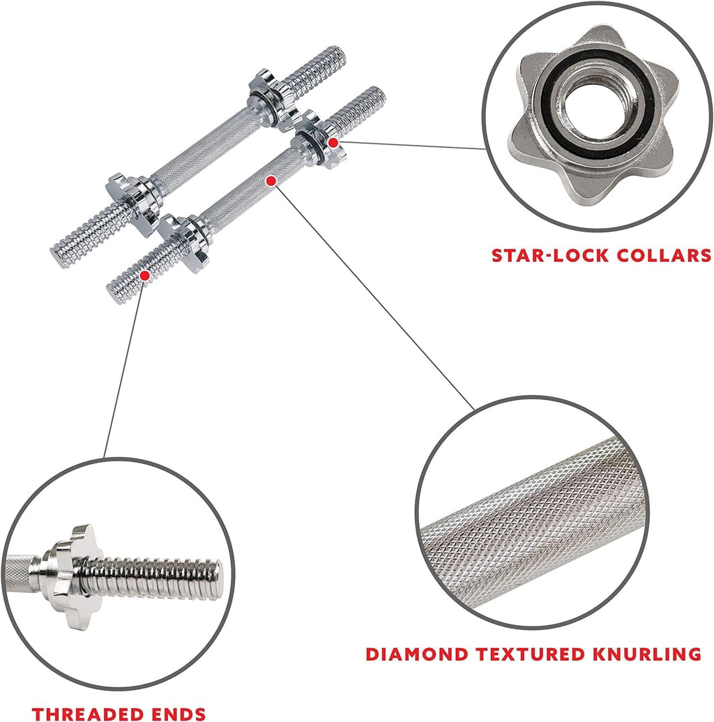 Sunny Health & Fitness 14" Threaded Chrome Dumbbell Bar Pair Z67078
