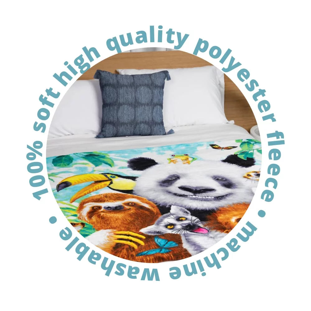 Dawhud Direct Zoo Animals Super Soft Plush Fleece Throw Blanket A21065