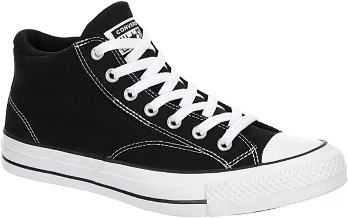 Converse Unisex Chuck Taylor All Star Malden Street Mid High Canvas Sneaker - Lace up Closure Style - Black White, 10.5 Women/8.5 Men