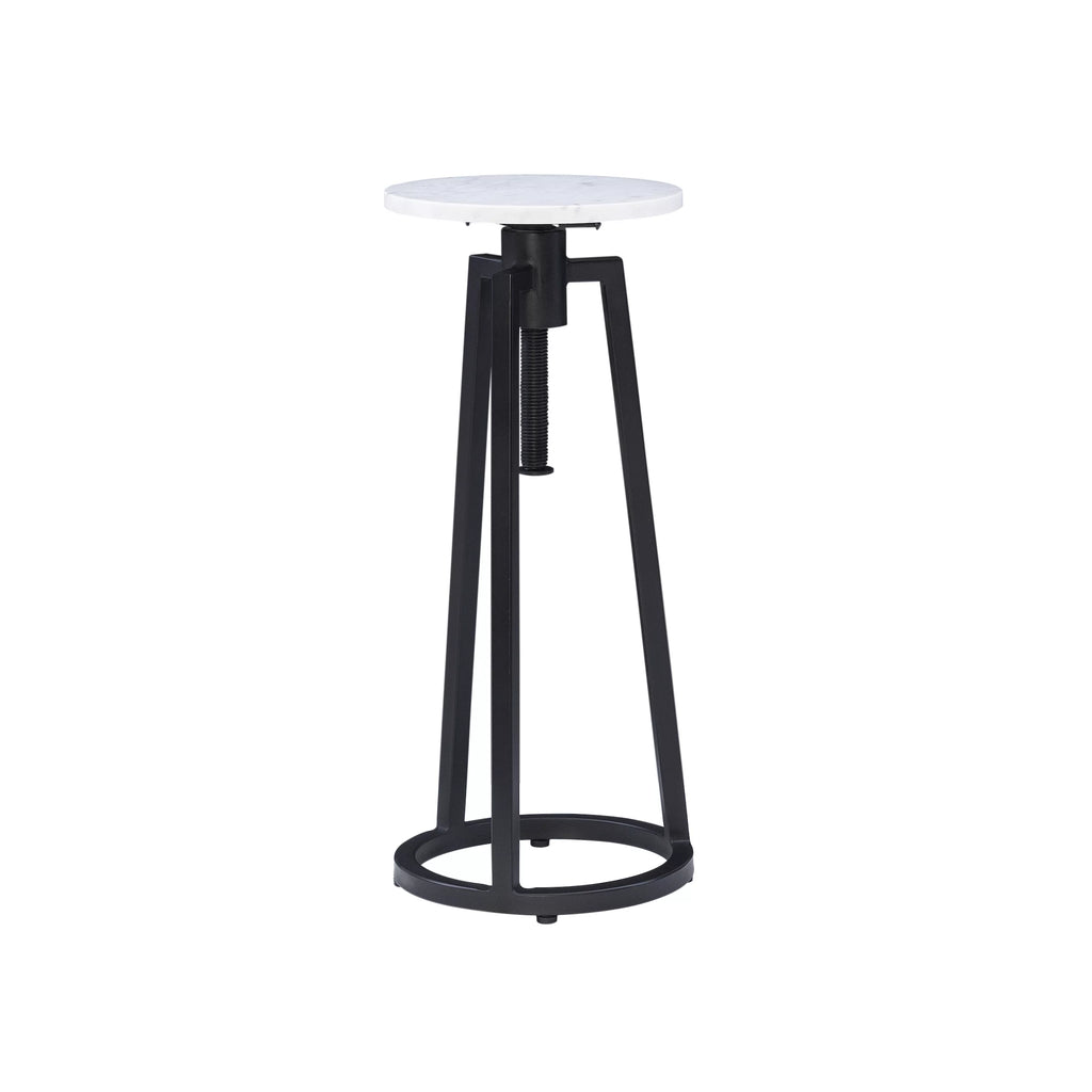Powell Bowers Round Adjustable Height Drink Table, Black/White Marble R4114