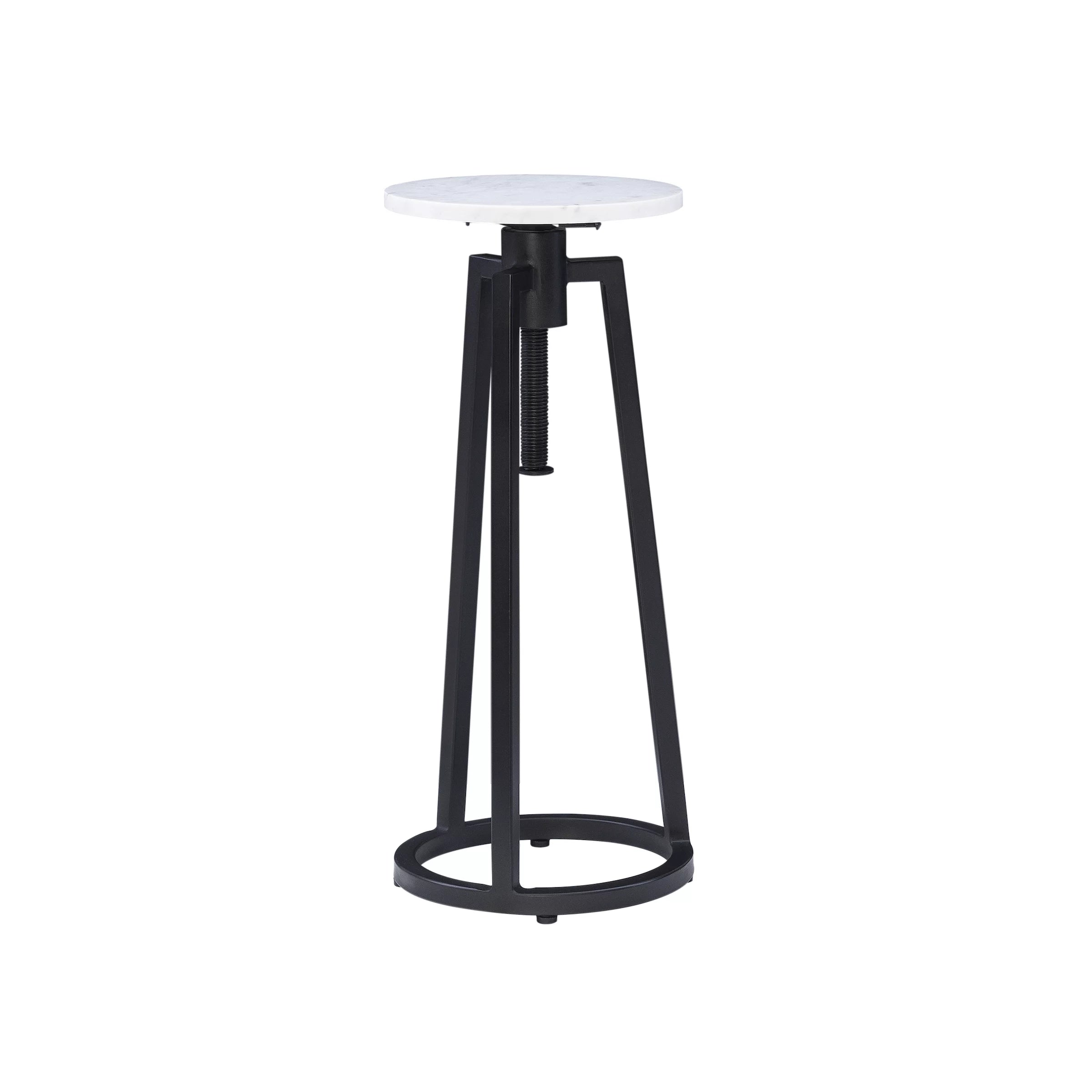 Powell Bowers Round Adjustable Height Drink Table, Black/White Marble R4114