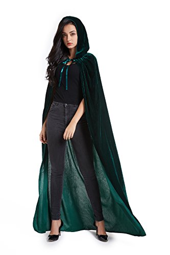 Unisex Halloween Costume Cape Hooded Velvet Cloak for Men and Womens