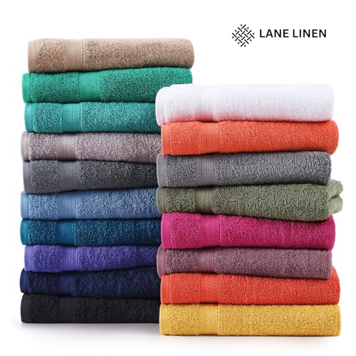 LANE LINEN 16 Piece Cotton Bath Towel Set - Black N7824