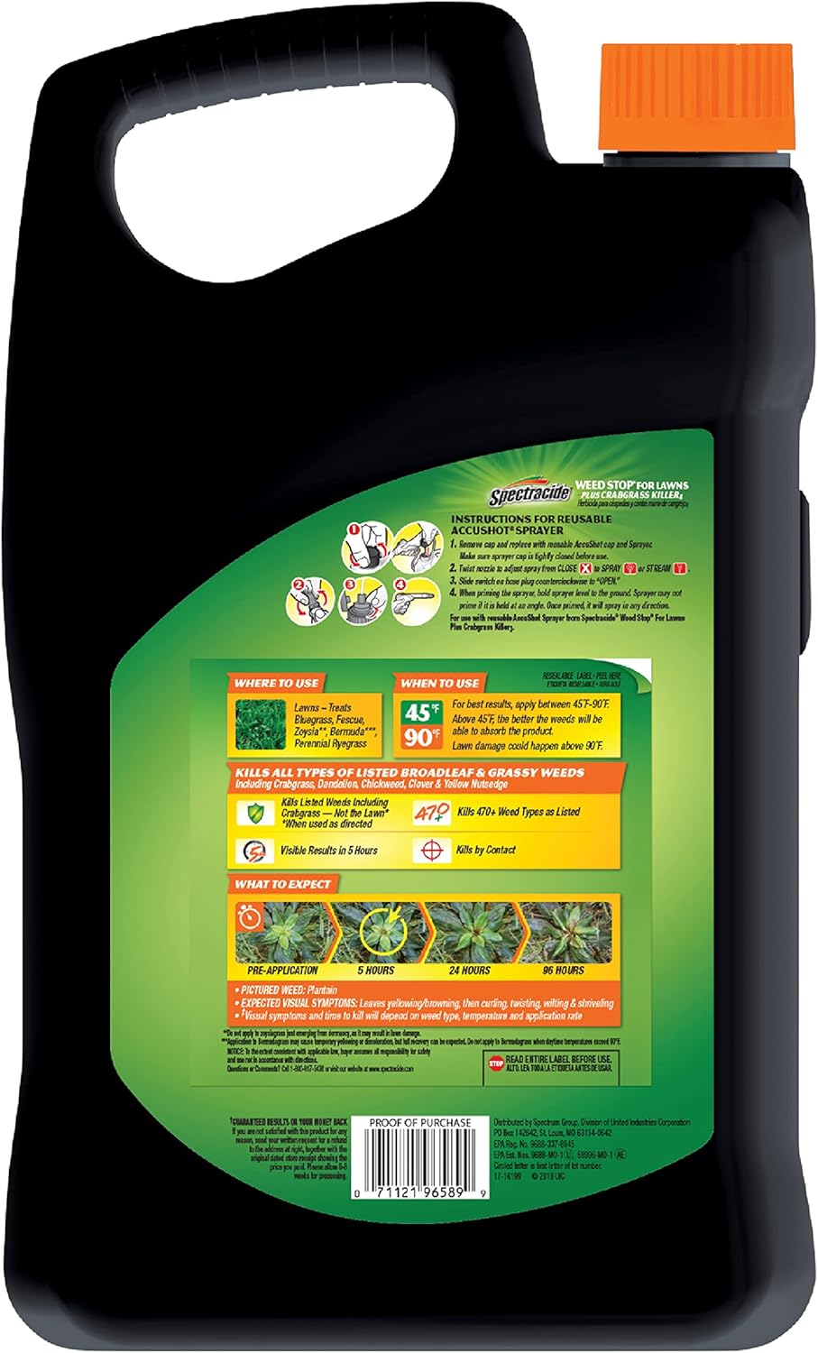 Spectracide Weed Stop For Lawns Plus Crabgrass Killer AccuShot Refill B276771