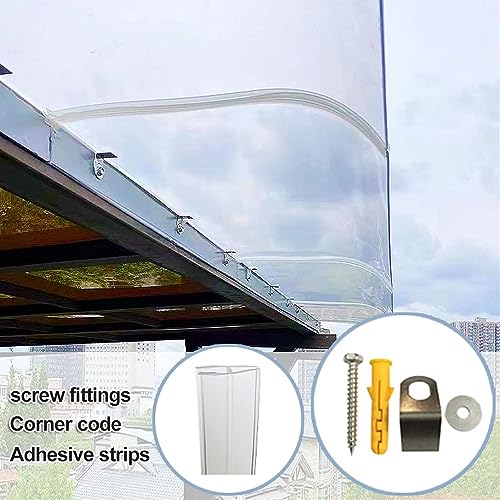 Clear Polycarbonate Window Awning 16-94 Inch Width for Porch Patio Rain Shelter X693