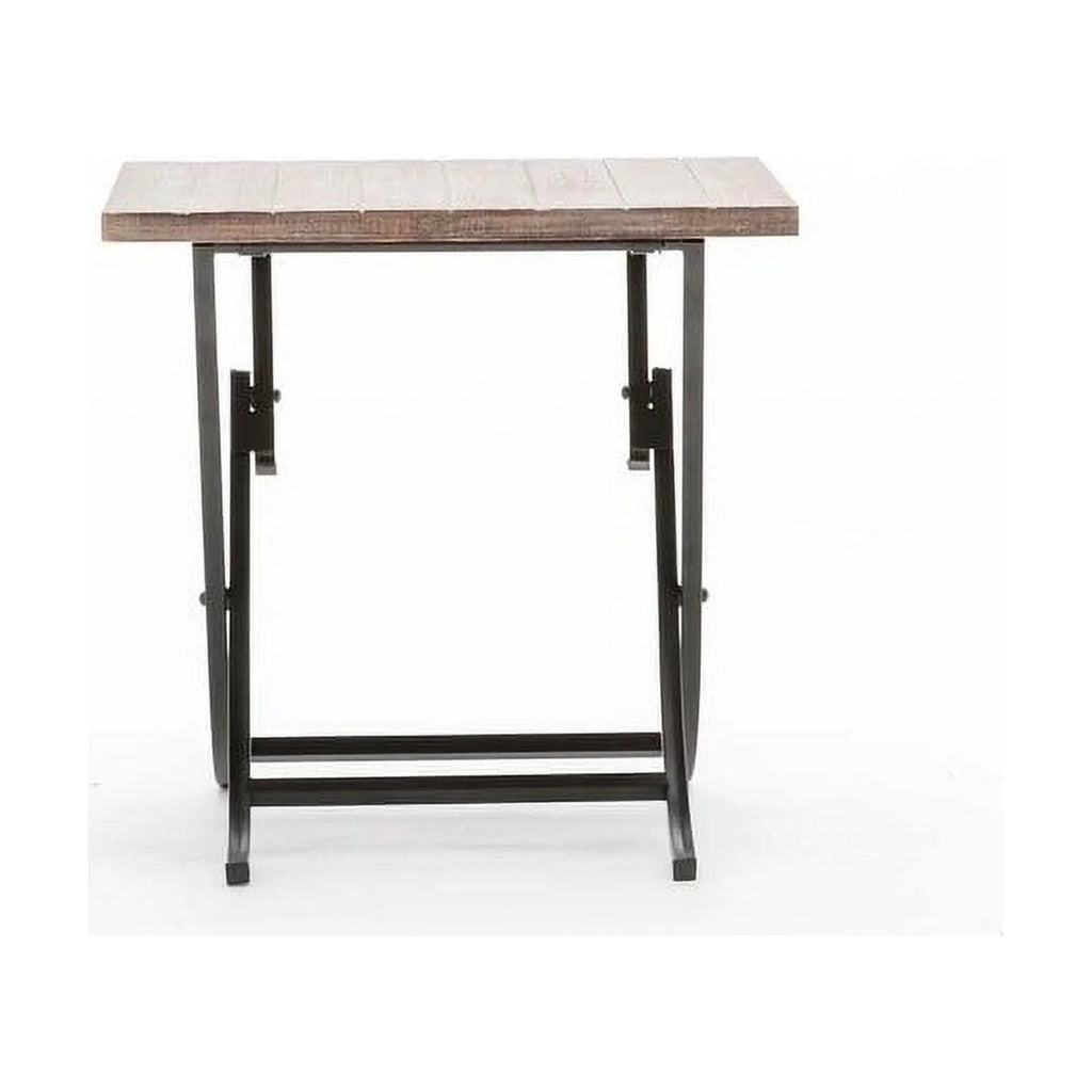 Miriam Folding Industrial Wood and Metal End Table K7722