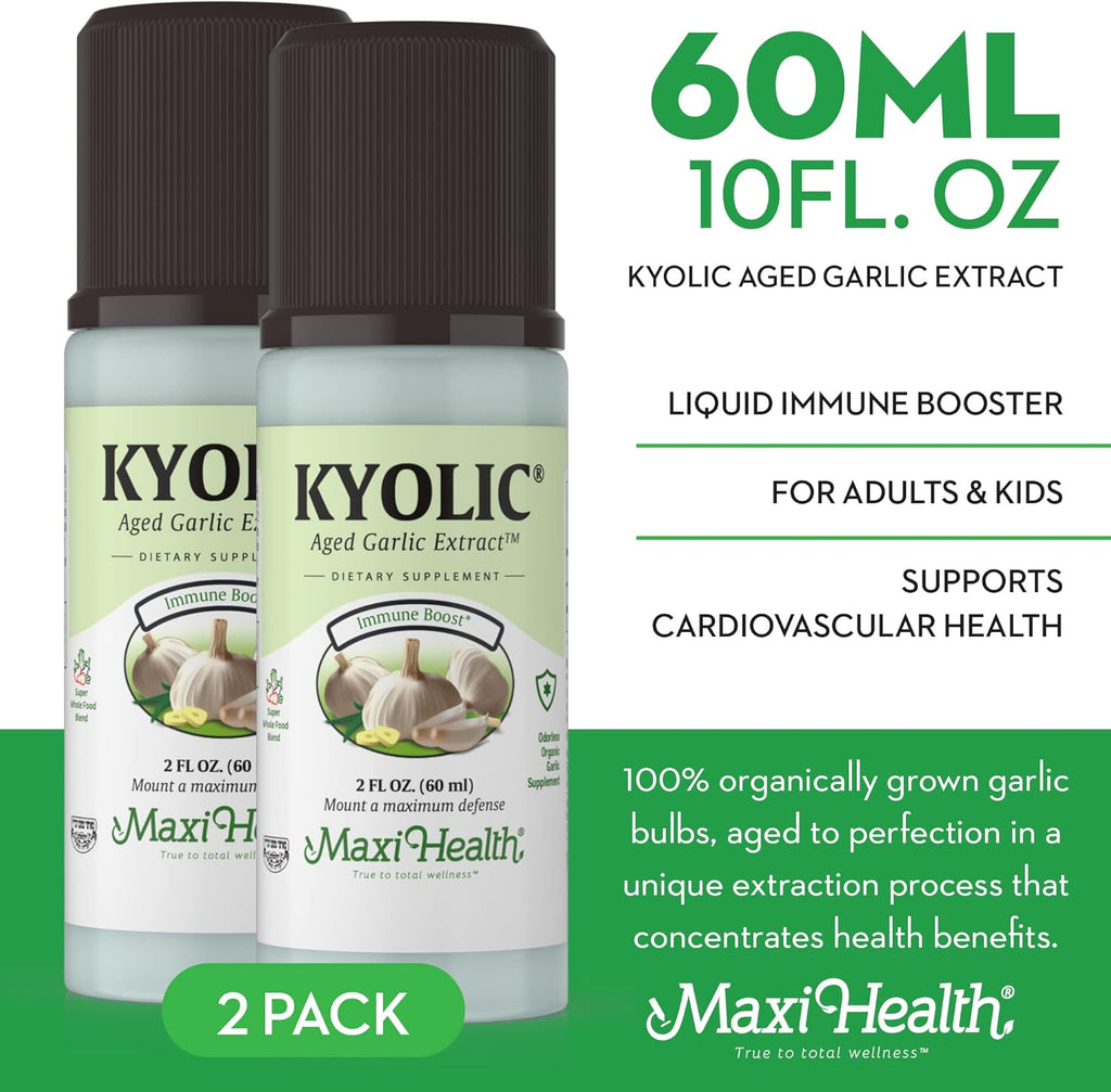 Kyolic Aged Garlic Extract Liquid - Odorless Organic Garlic Supplements, 2 Pack Y66728