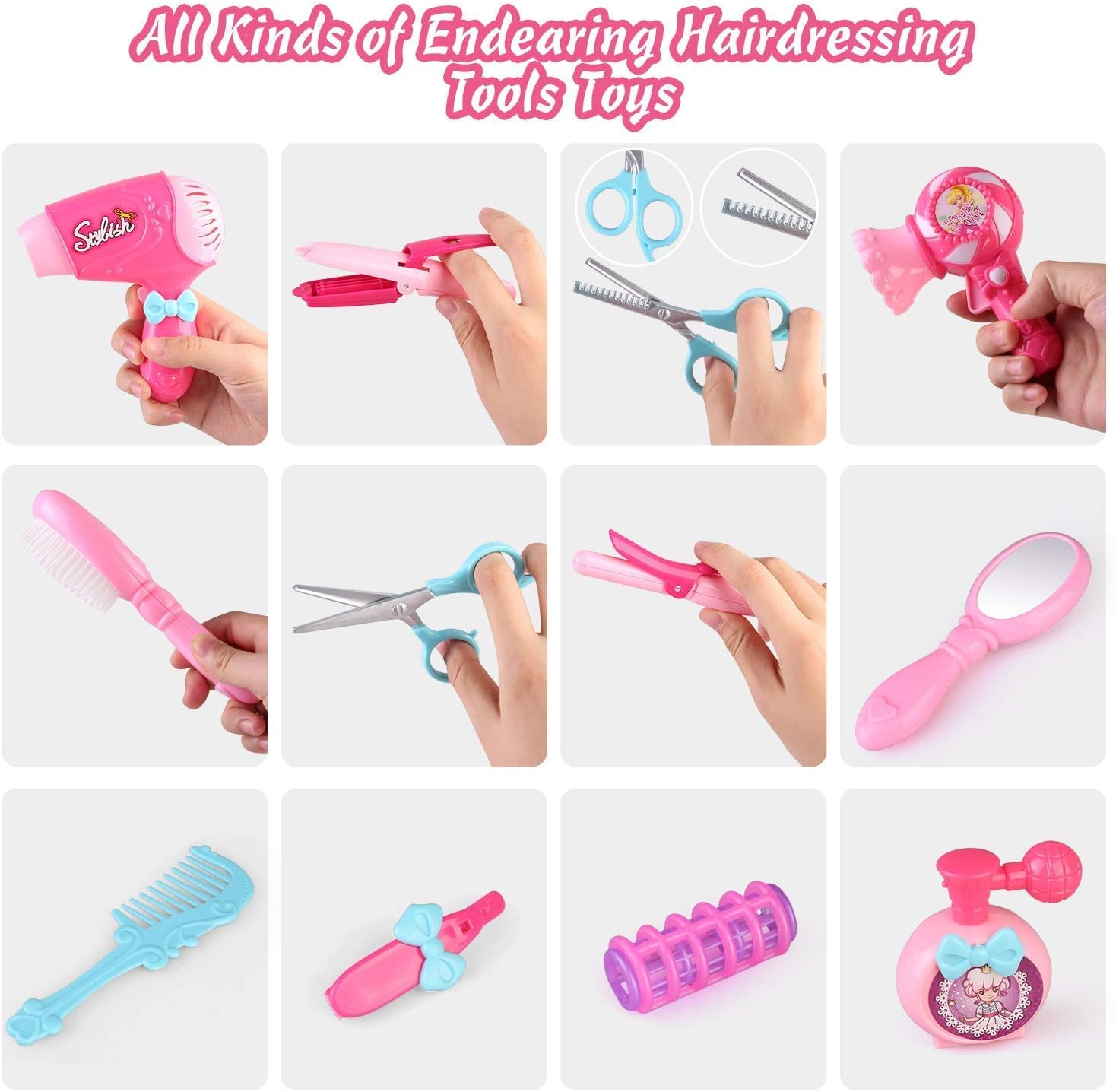 Kids Hair Salon Toy Set with Hair Dryer and Beauty Accessories L61674