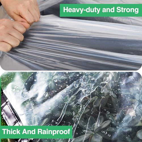 9.8x8.2 Ft Thicken Clear Waterproof Tarp with Grommets P5388