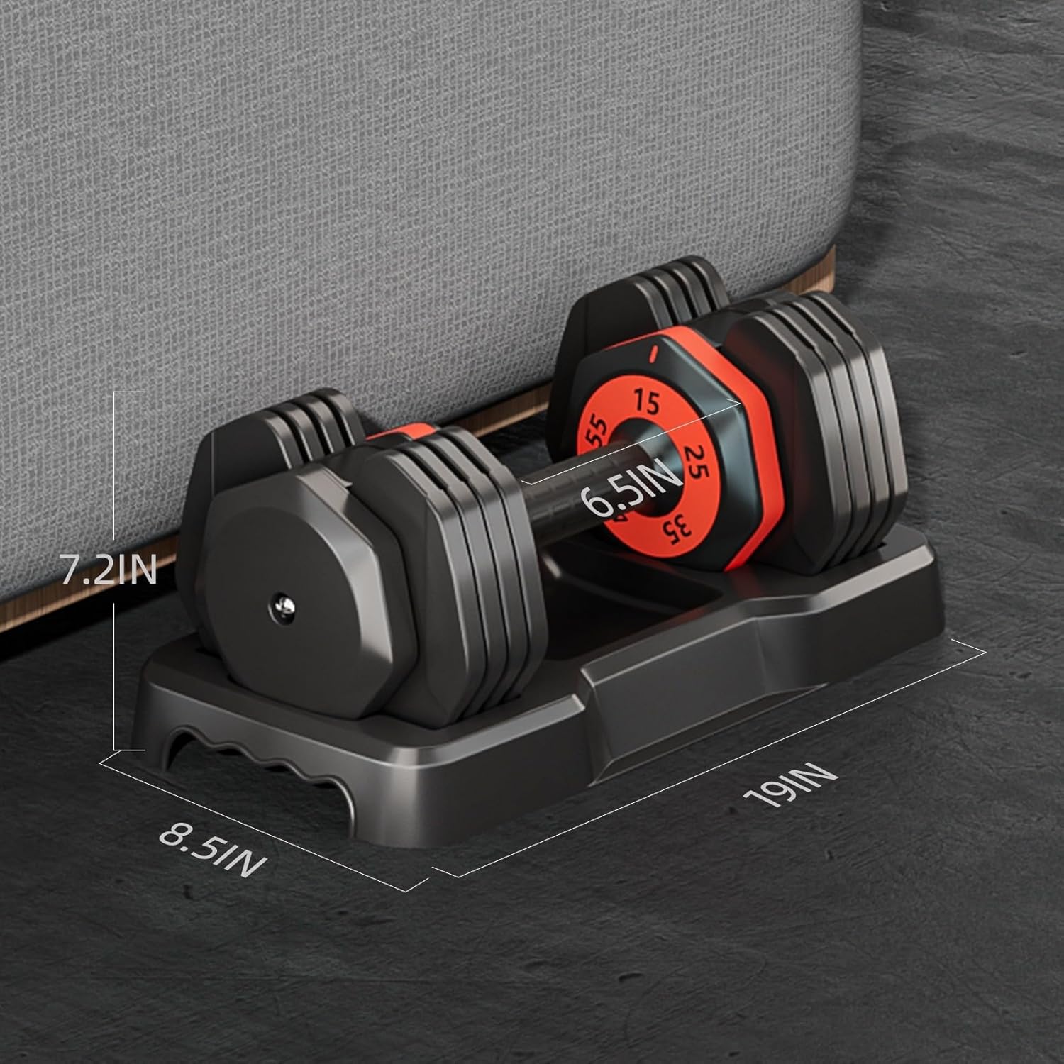 55LB 5-in-1 Adjustable Dumbbell with Anti-Slip Handle for Home Gym Strength Training H1130