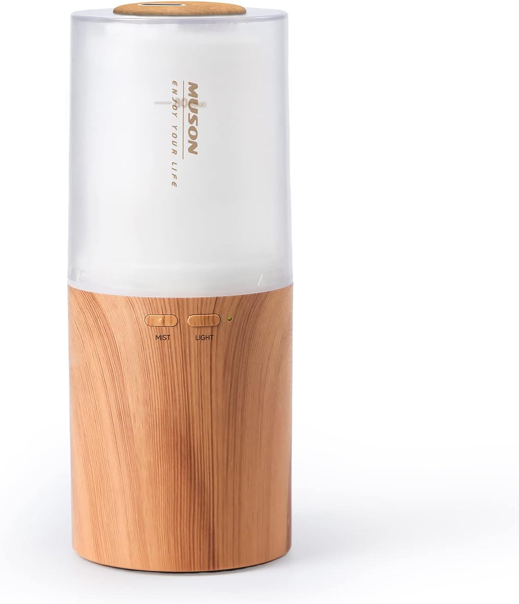 muson Mini Essential Oil Diffuser Aroma Cool Mist Humidifier for Car Office Sleep Travel, Ultrasonic Aromatherapy Diffuser with Warm Night Light, Ultra Quiet/Auto Shutoff/USB Powered