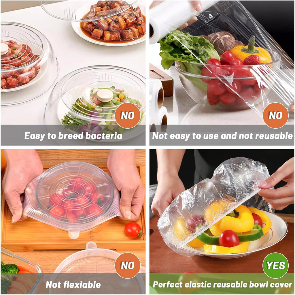 300Pcs Reusable Elastic Food Bowl Storage Covers, Sublaga, BPA Free V234017