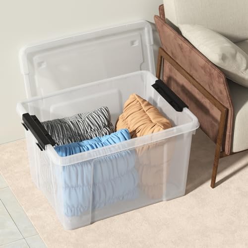 4-Pack 50L Wheeled Clear Plastic Storage Box with Lid C868950